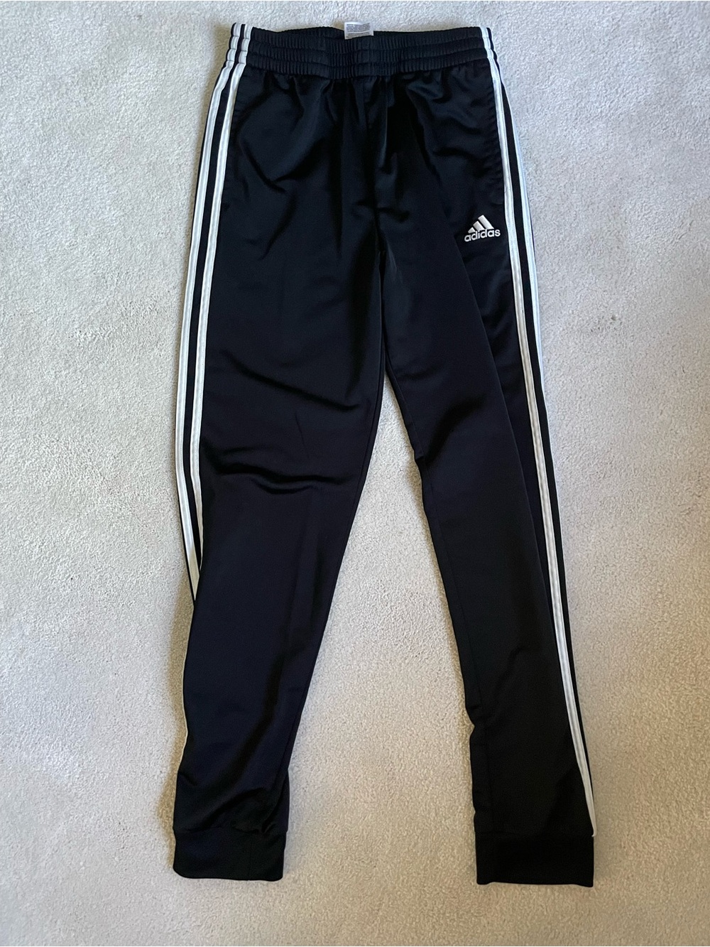 Adidas Kids Tricot Black Track Pants with White Stripes 18/20 XL LIKE NEW!